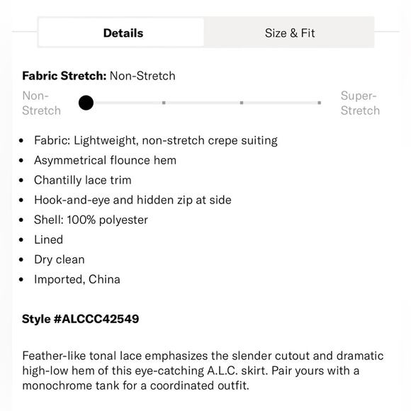 A.L.C. Dixie Black Asymmetrical Lace Ruffle Skirt Size 2 - Picture 6 of 12